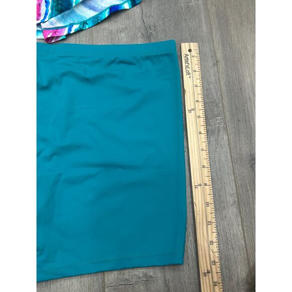 Kim Gravel x Swimsuit Womens Blue Rainbow Stripe Padded Tankini Shorts Size 14 - Picture 11 of 11